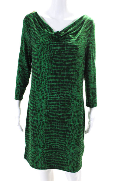 Michael Michael Kors Women's Boat Neck 3/4 Sleeves Mini Dress Green Size M