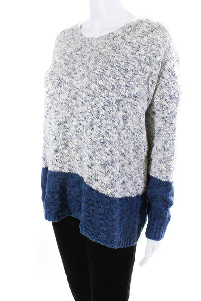 Vince Womens Scoop Neck Oversized Sweatshirt White Blue Cotton Size Medium