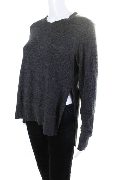 Alo Women's Long Sleeve Side Slit Crewneck T-shirt Dark Gray Size S