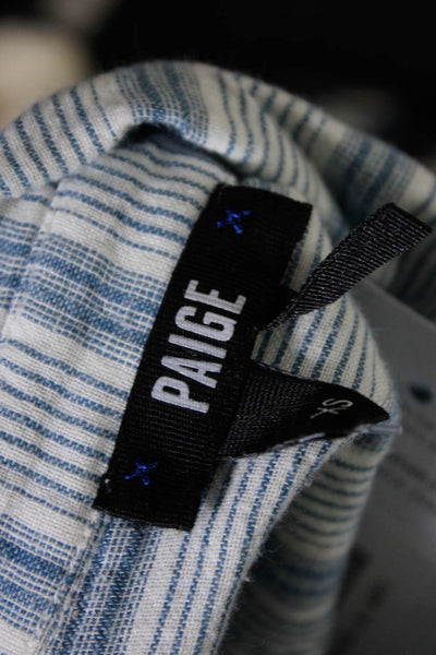 Paige Women's Cotton Long Sleeve Striped Button Down Top Blue Size XS