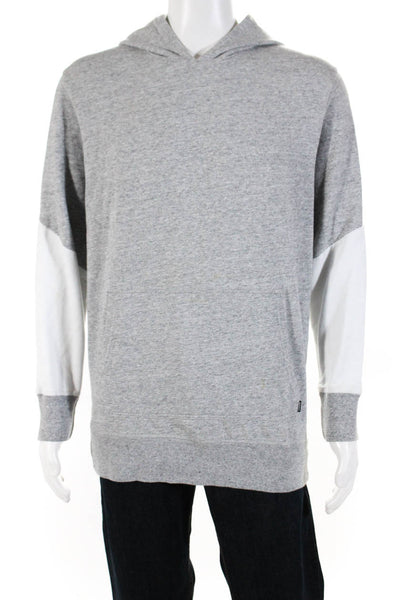 ZANEROBE Mens Cotton Colorblock Long Sleeve Pullover Hoodie Gray Size M