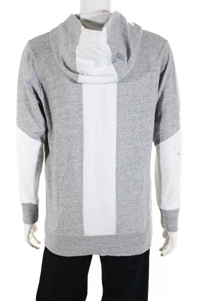 ZANEROBE Mens Cotton Colorblock Long Sleeve Pullover Hoodie Gray Size M
