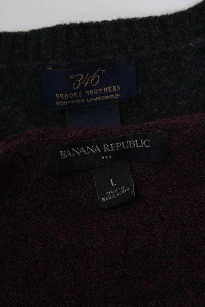 346 Brooks Brothers Banana Republic Mens Knitted Sweaters Gray Size L Lot 2