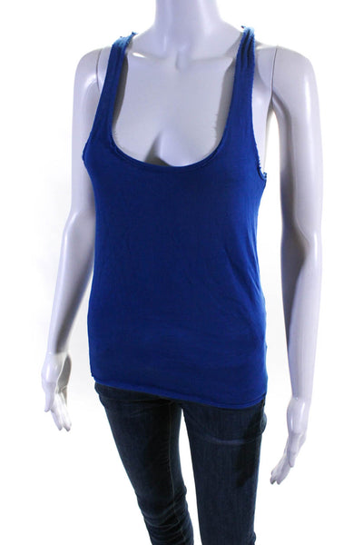 Nation LTD Womens Cotton Jersey Knit Scoop Neck Sleeveless Tank Top Blue Size XS