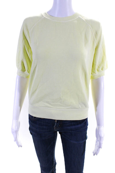 Rails Womens Cotton Fleece Short Sleeve Crewneck Sweatshirt Top Yellow Size XS