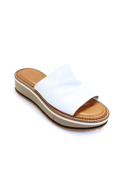 Clergerie Womens Single Strap Platform Slide Sandals White Leather Size 40