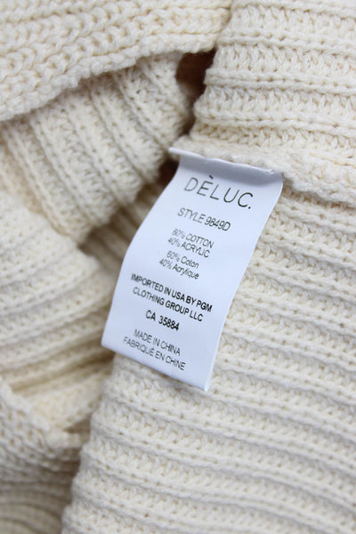 Deluc Womens Ribbed High Neck Crop Sleeveless Sweater Ivory XS Small Lot 2
