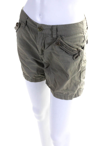 Zadig & Voltaire Womens Cotton Buttoned Textured Cargo Shorts Green Size M