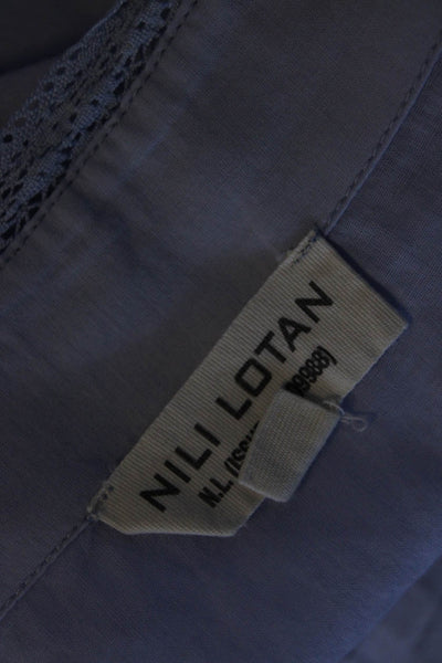 Nili Lotan Womens Button Down Tank Top Blue Cotton Size Medium