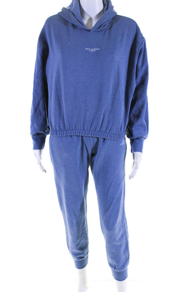 Zara Womens Venice Los Angeles Crop Sweatshirt Sweatpants Set Blue Size Small