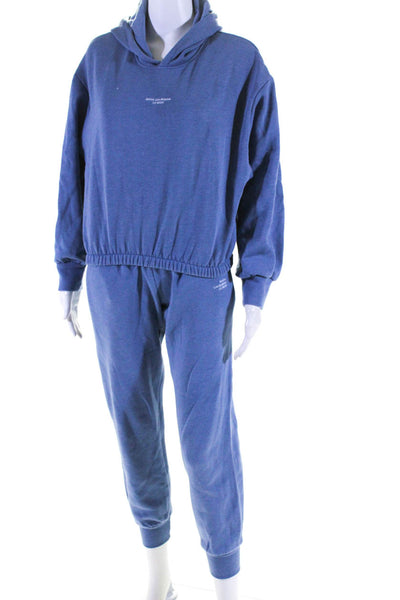 Zara Womens Venice Los Angeles Crop Sweatshirt Sweatpants Set Blue Size Small
