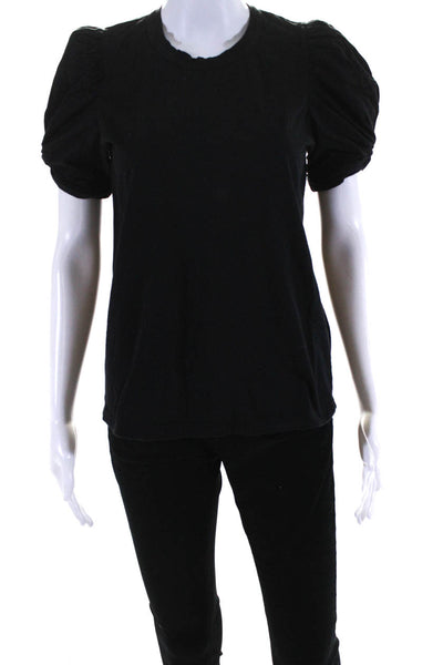 A.L.C. Women's Cotton Short Puff Sleeve T-shirt Black Size M