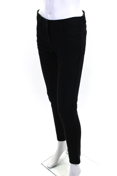 Theory Womens Zipper Fly Mid Rise Slim Cut Cropped Knit Pants Black Size 4