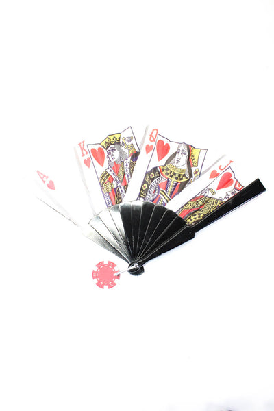 Vera Pilo Black Green Brown Plastic Wood Playing Cards Hand Fans Lot 3