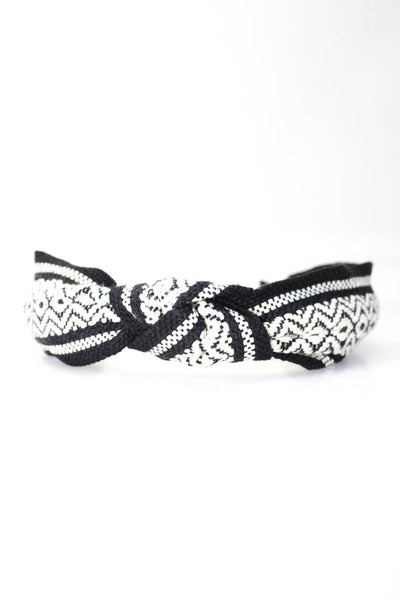 Designer Womens Woven Knotted Leather Headbands Black Brown Black White Lot 4