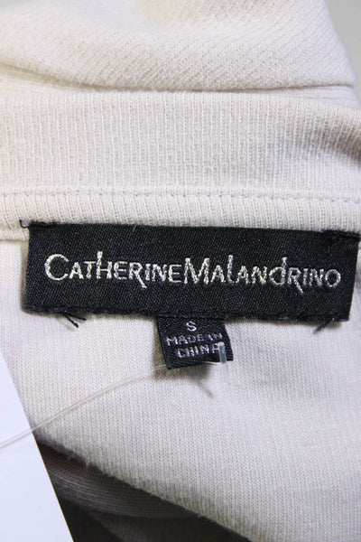Catherine Malandrino Women's Flounce Long Sleeve Blouse Beige Size S