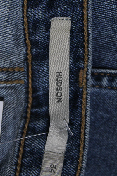 Hudson Women's Midrise Distress Five Pockets Medium Wash Denim Pant Size 34