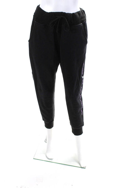 Influence Me NYC Womens Butterfly Drawstring Jogger Pants Black Purple Size M