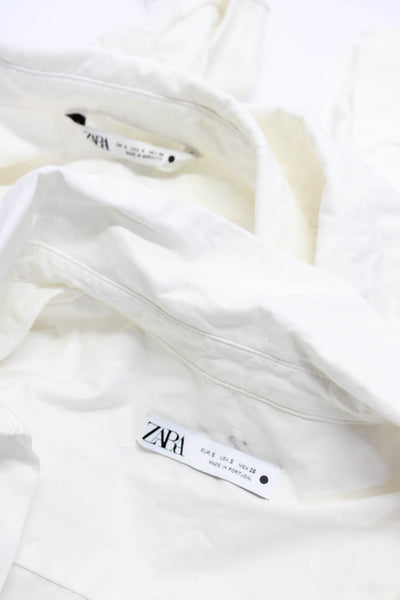 Zara Women's Collar Long Sleeves Button Down Shirt White Size S Lot 2