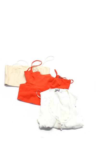 Zara Womens Square Neck Spaghetti Straps Cropped Top Blouse Orange Size XS Lot 3
