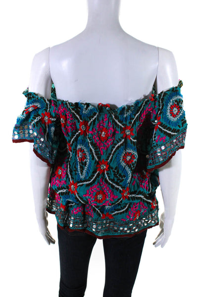 Miss June Women's Off The Shoulder Short Sleeves Floral Tunic Size S