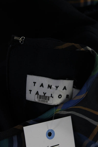 Tanya Taylor Women's Round Neck Long Sleeves Cinch Plaid Mini Dress Size 0