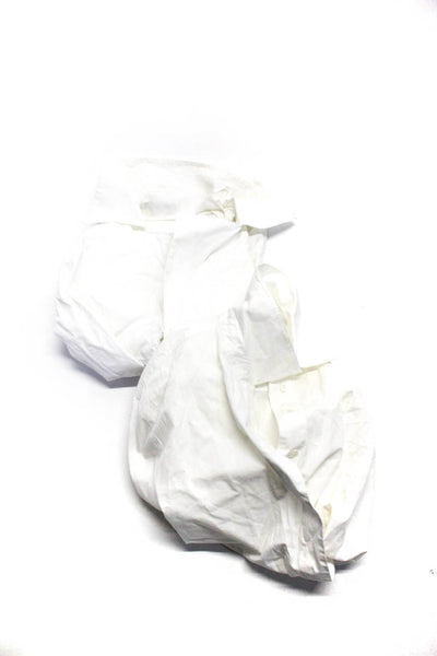 Zara Womens Button Down Shirts White Cotton Size Medium Small Lot 2