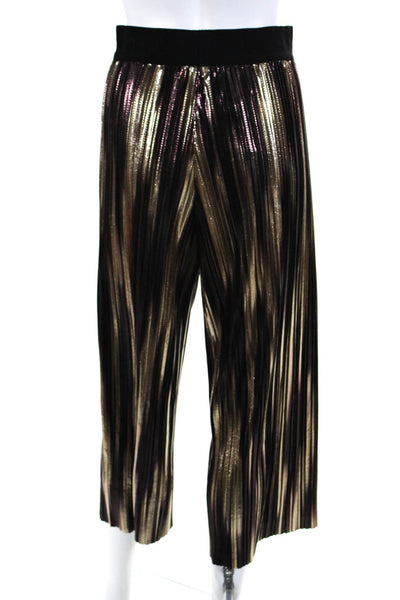 Alice + Olivia Womens Accordion Pleated Cropped Pants Gold Purple Size Small
