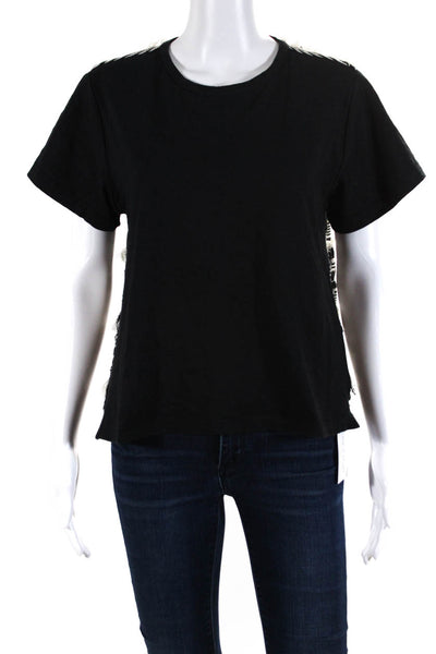 Sea New York Womens Woven Black Short Sleeves Tee Shirt Black Size Medium