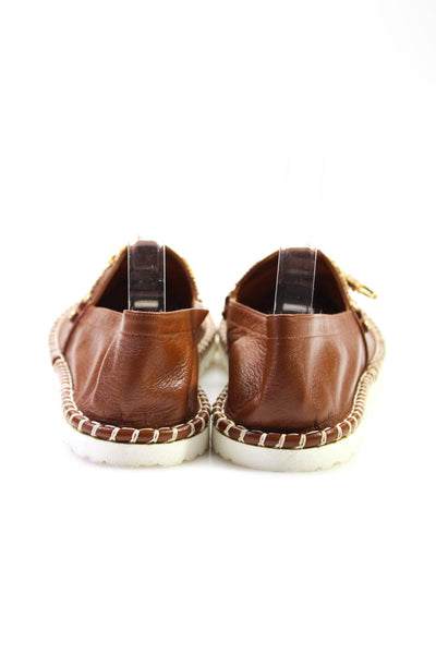 Casadei Womens Leather Jeweled Monkey Slide On Casual Loafers Brown Size 6