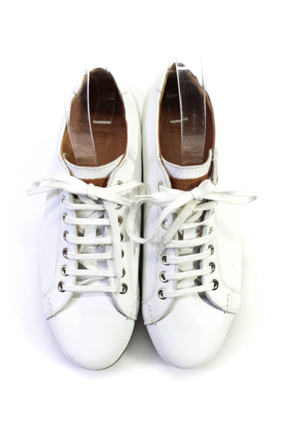 Heschung Womens Leather Lace Up Low Top Sneakers White Size 5