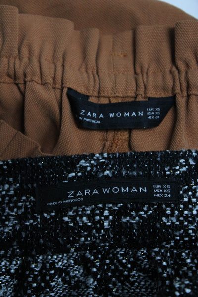 Zara Woman Womens Belted Paperbag Waist High-Rise Shorts Orange Size XS Lot 2