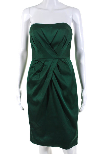 Maggy London Womens Pleated Sweetheart Neckline Strapless Dress Green Size 2