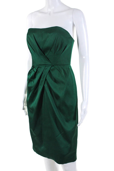 Maggy London Womens Pleated Sweetheart Neckline Strapless Dress Green Size 2