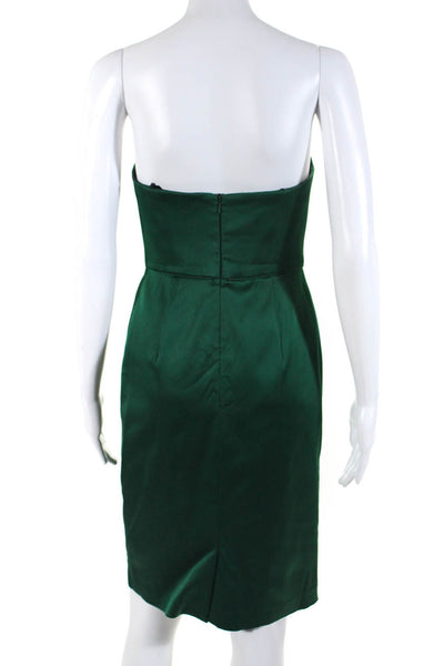 Maggy London Womens Pleated Sweetheart Neckline Strapless Dress Green Size 2