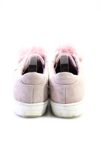 Sam Edelman Womens Slip On Double Pom Platform Sneakers Pink Suede Size 8