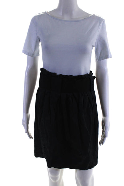 Elizabeth and James Womens Side Zip Knee Length Pencil Skirt Black Cotton Size 8