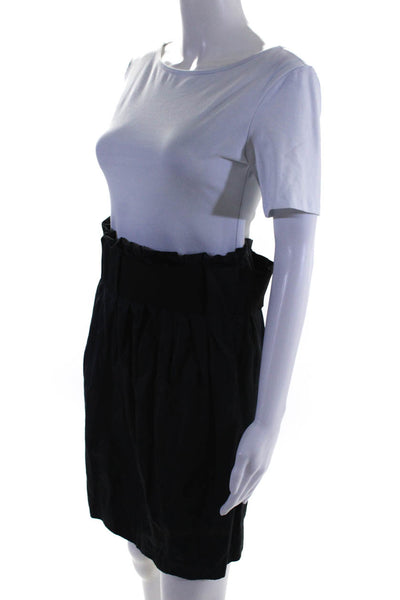 Elizabeth and James Womens Side Zip Knee Length Pencil Skirt Black Cotton Size 8