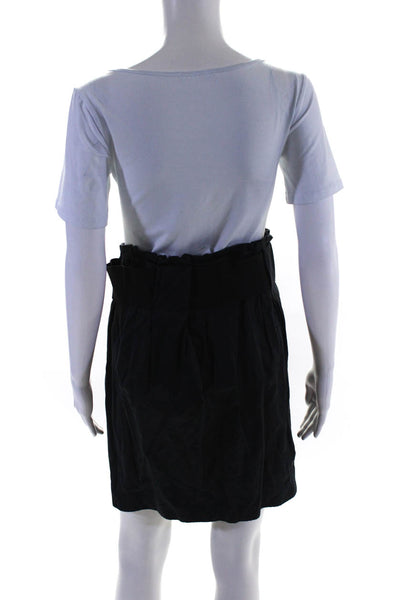 Elizabeth and James Womens Side Zip Knee Length Pencil Skirt Black Cotton Size 8