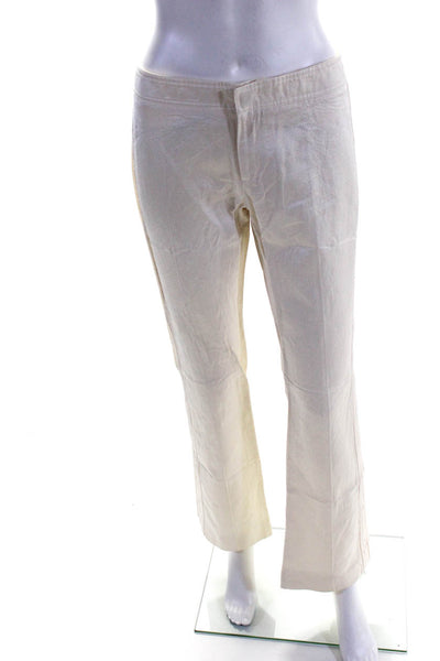 Gucci Womens Zipper Fly Mid Rise Straight Leg Pants White Cotton Size IT 40