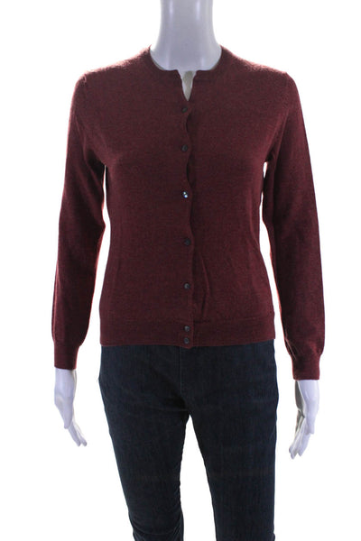 Brooks Brothers Womens Merino Wool Knit Long Sleeve Sweater Cardigan Red Size S