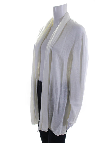 Lafayette 148 New York Womens Open Front Linen Cardigan Sweater White Size 2X