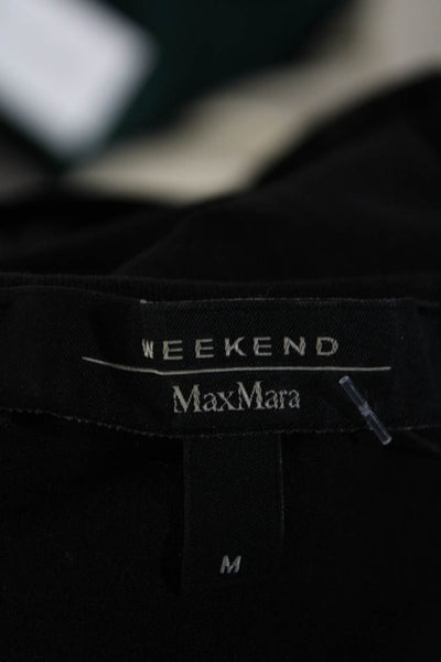 Weekend Max Mara Women's Sleeveless Ruffle Scoop Neck Tank Top Black Size M