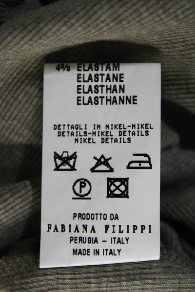 Fabiana Filippi Women's Cowl Neck Long Sleeve Knit Top Green Size S