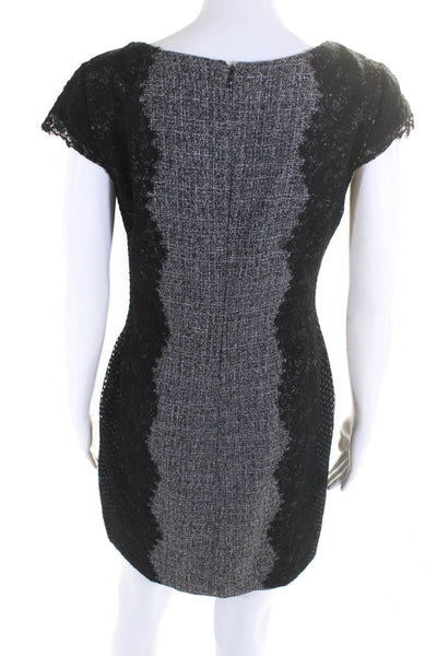 Betsey Johnson Women's Lace Trim Short Sleeve Sheath Dress Black/Gray Size 4
