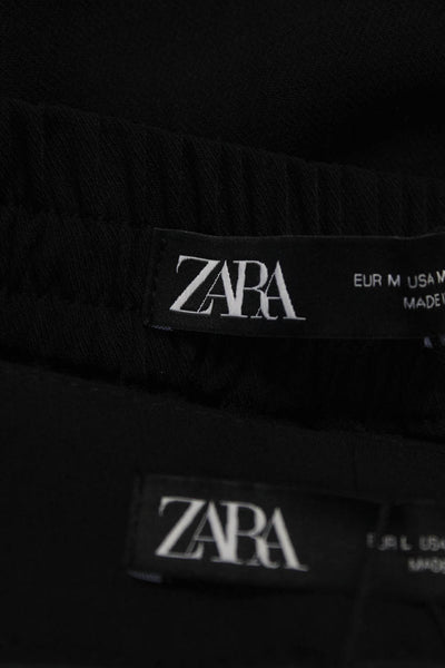 Zara Women's High Rise Straight Leg Split Hem Trousers Black Size L M, Lot 2