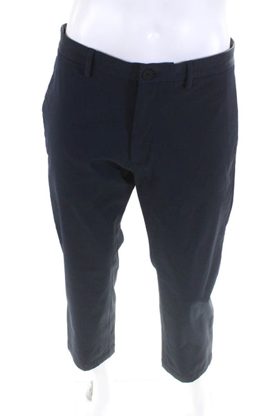 Theory Mens Crepe Mid Rise Flat Front Straight Leg Trousers Pants Blue Size 34