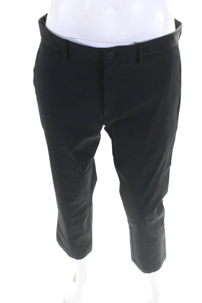 Theory Mens Crepe Mid Rise Flat Front Straight Leg Trousers Pants Black Size 34