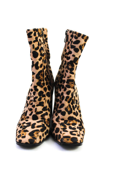 Pretty Little Thing Womens Animal Print Ankle Boots Brown Black Size 38 8