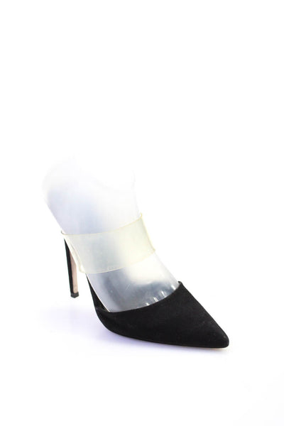 Asos Womens Suede Pointed Toe Slide On Pumps Black Clear Size 5
